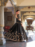 Rangoli Silk Lehenga Choli with Zari Dori Sequins Work for Wedding Wear fabric texture detail
