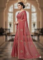 Maroon Georgette Saree - blouse and border close-up