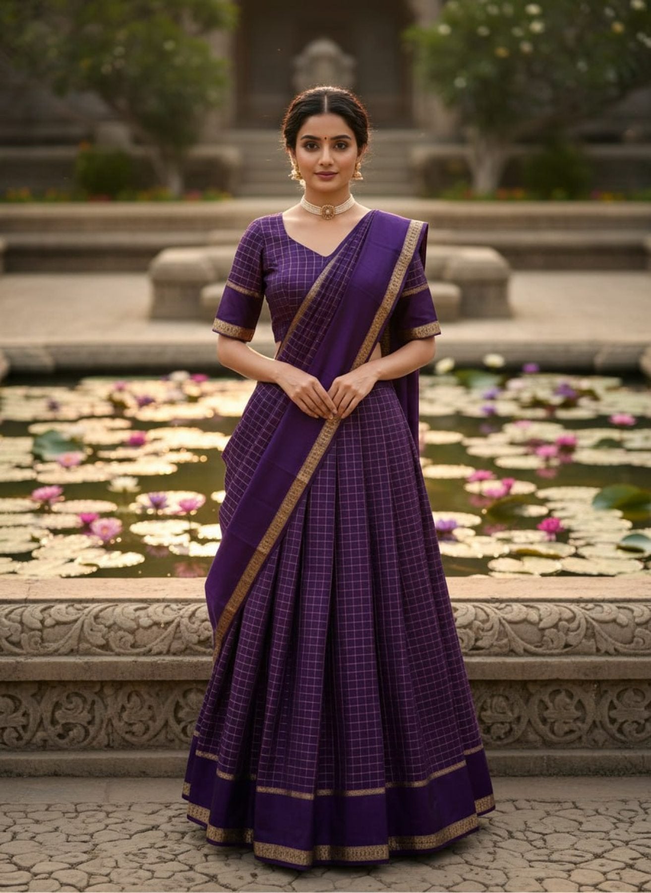 Viscose Georgette Lehenga Choli with Zari Weaving Work back view