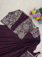 Wine Crepe Saree - styling and accessories view