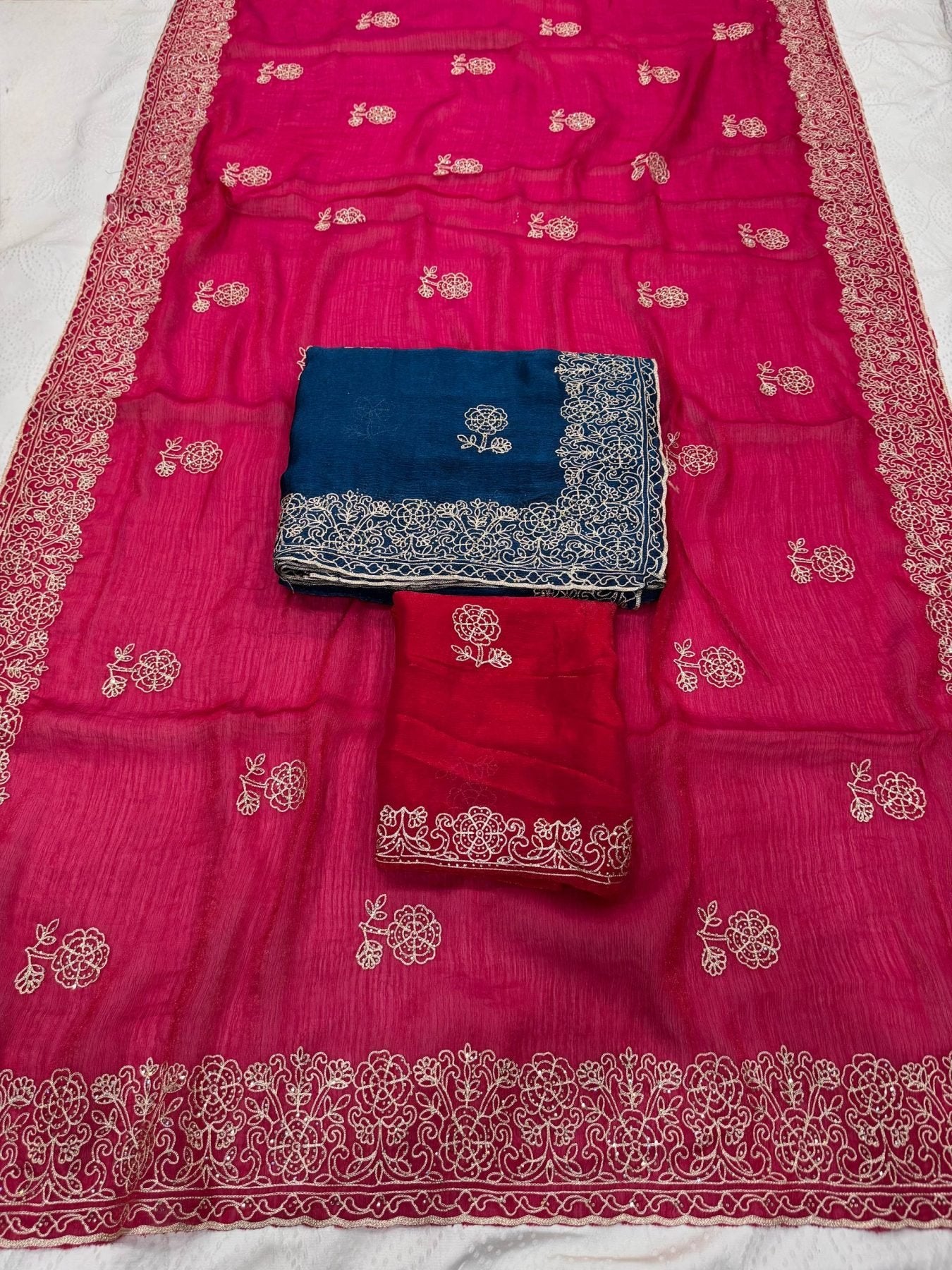 Blue Chiffon Saree - styling and accessories view