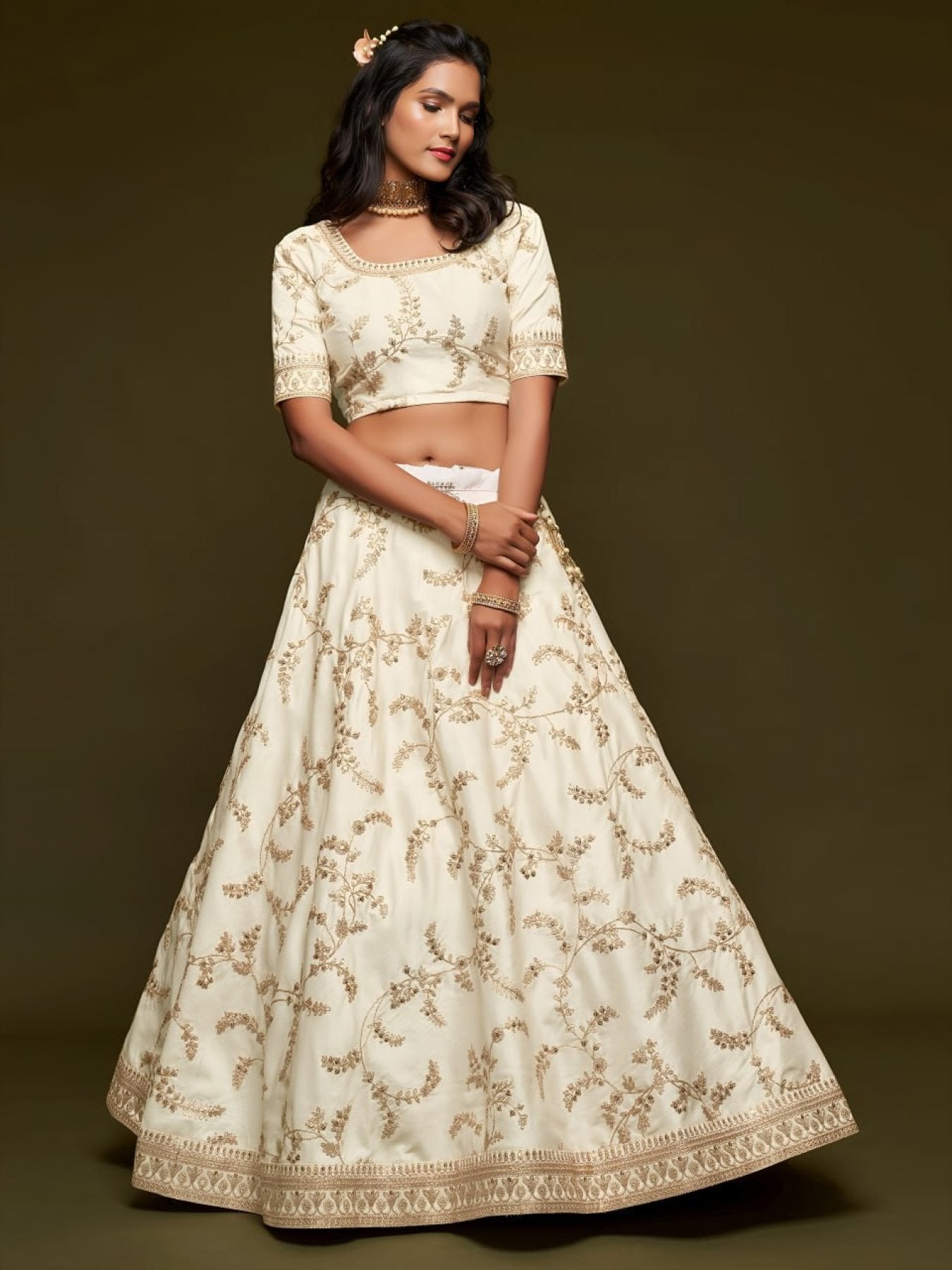 Art Silk Lehenga Choli Set with Heavy Zari and Sequins Work blouse and dupatta detail