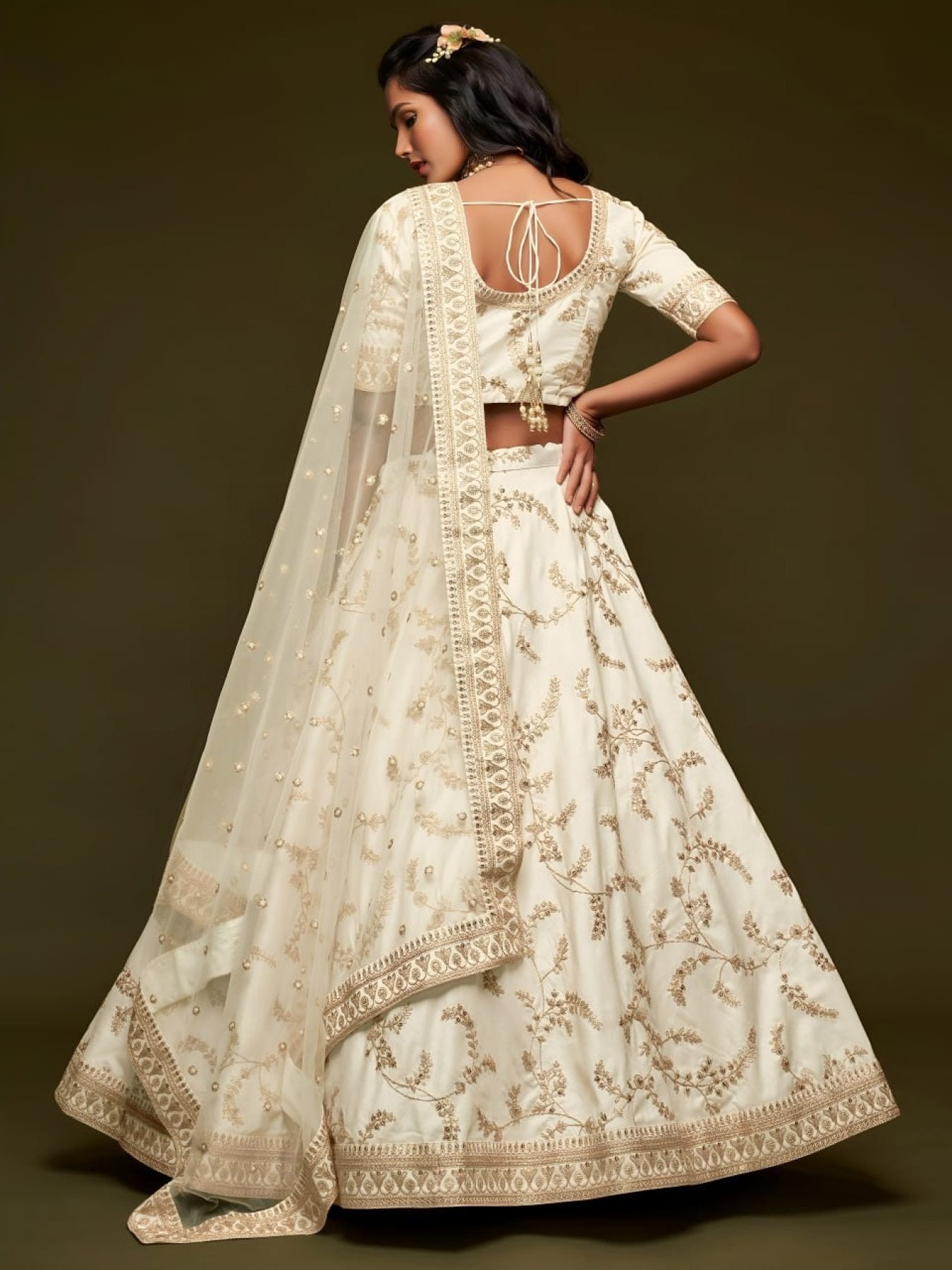 Art Silk Lehenga Choli Set with Heavy Zari and Sequins Work fabric texture detail