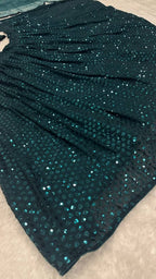 Green Georgette Lehenga with Heavy Sequins Work and Velvet Border Dupatta back view