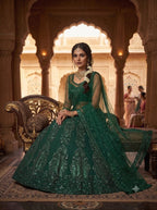 Green Lehenga Collection embroidery close-up