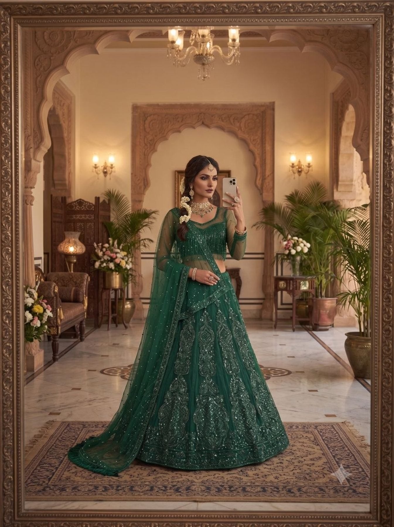Green Lehenga Collection fabric texture detail