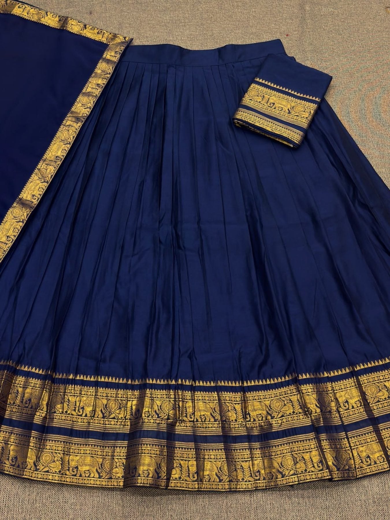 Half Saree Lehenga with Kanchi Cotton for Traditional Wear full drape view