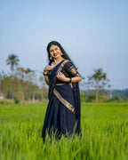 Half Saree Lehenga with Kanchi Cotton for Traditional Wear embroidery close-up