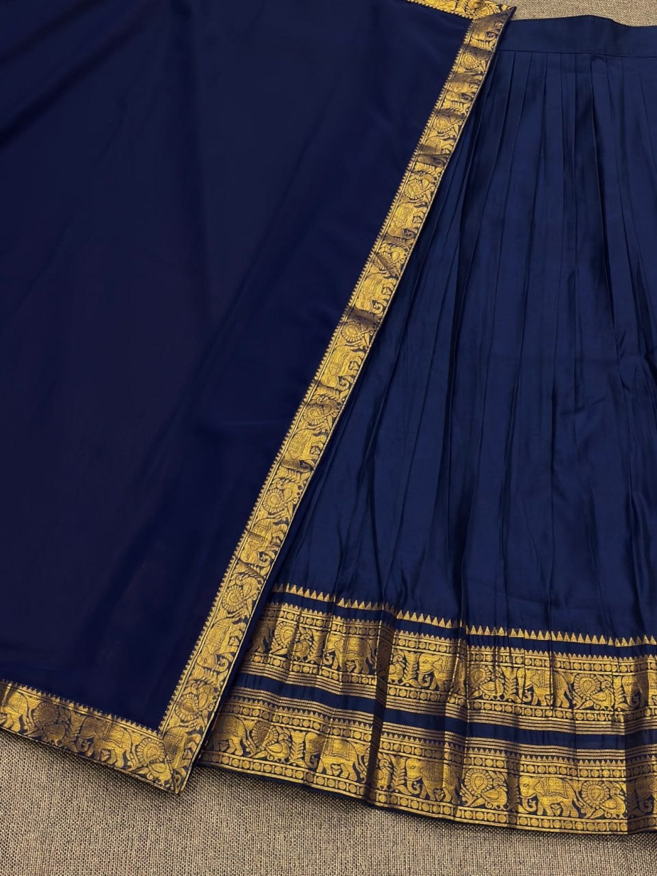 Half Saree Lehenga with Kanchi Cotton for Traditional Wear blouse and dupatta detail
