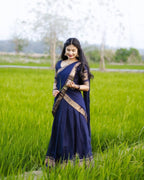 Half Saree Lehenga with Kanchi Cotton for Traditional Wear front view