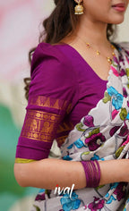 Color Kanjivaram Silk Zari Half Saree Lehenga with Linen Printed Dupatta styling view