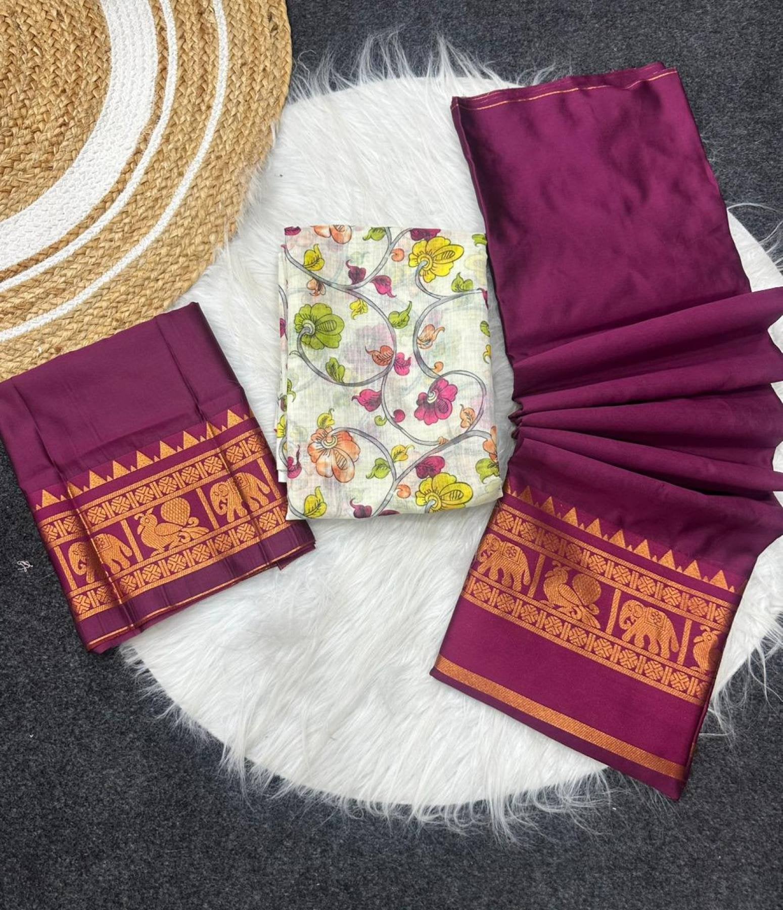 Color Kanjivaram Silk Zari Half Saree Lehenga with Linen Printed Dupatta colour variant view