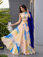 Jimmy Organza Lehenga Choli with Digital Print and Stone Work Blouse for women | Snyvia