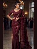 Maroon Silk Saree for women - full front view | Snyvia