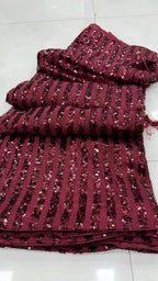 Maroon Silk Saree - drape and pallu detail