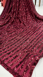 Maroon Silk Saree - side drape view
