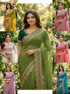 Teal Saree - side drape view