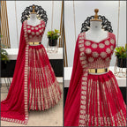 Dark Blue Chinnon Lehenga with Embroidery Wedding Ready Elegance colour variant view