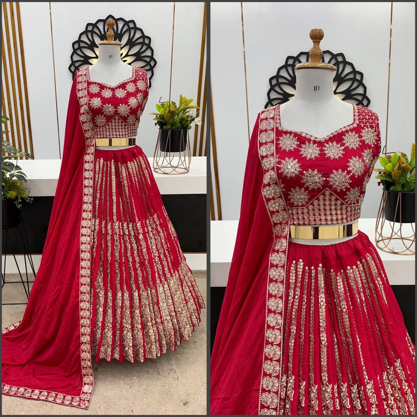 Dark Blue Chinnon Lehenga with Embroidery Wedding Ready Elegance colour variant view