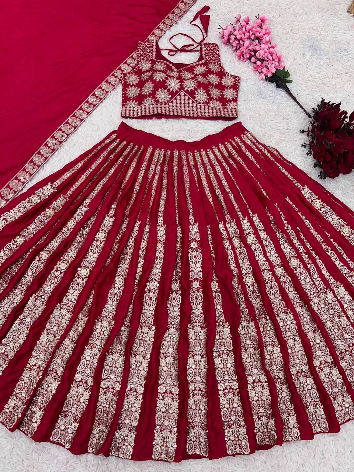 Chinnon Lehenga with Embroidery Wedding Ready Elegance front view