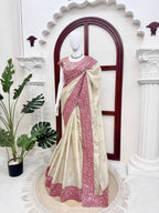 Cream Organza Saree - detail view 11