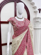 Cream Organza Saree - detail view 12