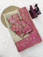 Cream Organza Saree - detail view 14