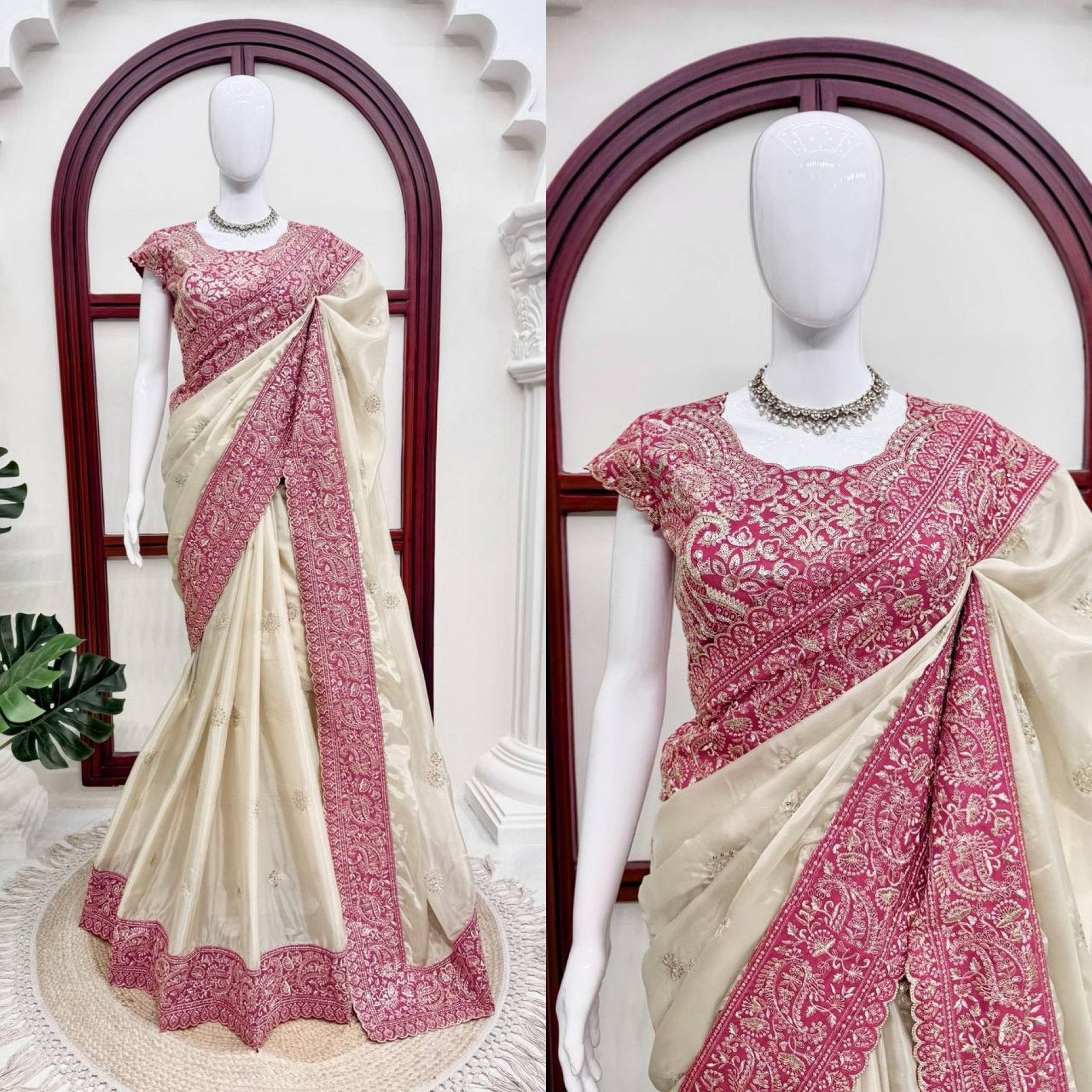 Cream Organza Saree - styling and accessories view