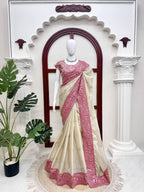 Cream Organza Saree - full-length drape
