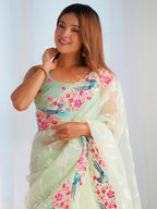 Organza Saree - drape and pallu detail