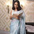 Organza Saree - drape and pallu detail