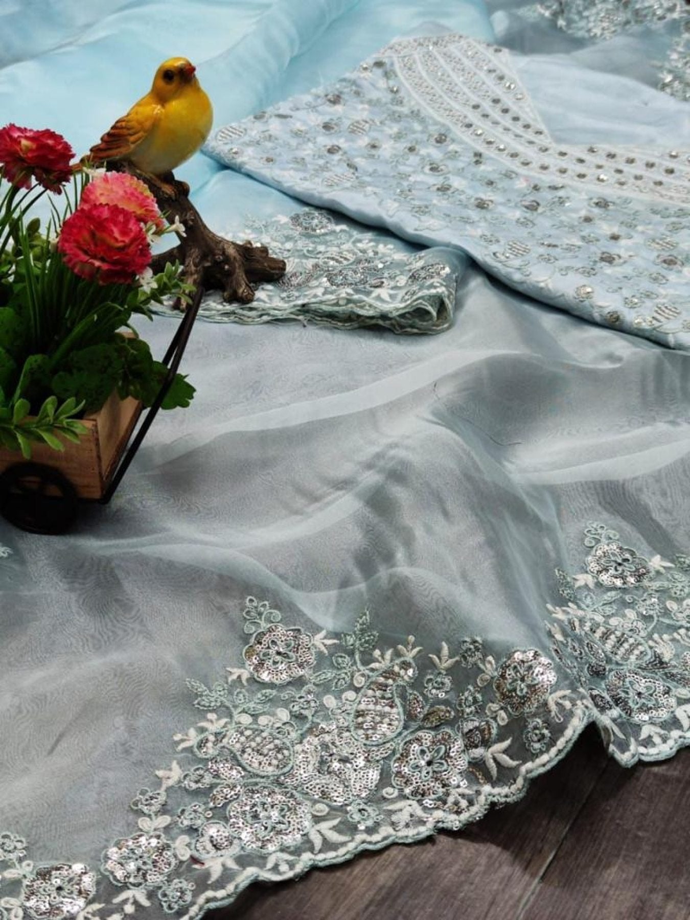 Organza Saree - fabric texture close-up