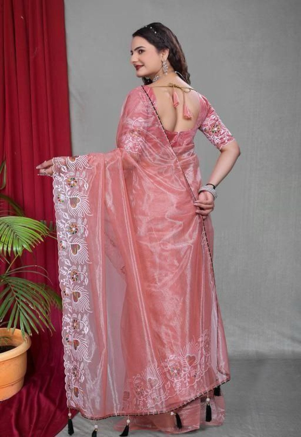 Net Saree - drape and pallu detail