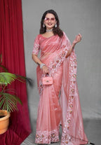 Net Saree - side drape view