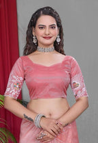 Net Saree - blouse and border close-up