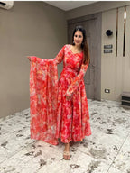 Organza With Digital Print Kurti Set for women | Snyvia