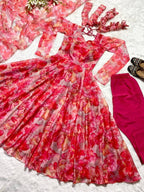 Organza With Digital Print Kurti Set fabric texture detail