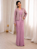 Lavender Crepe Saree for women - full front view | Snyvia