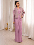 Lavender Crepe Saree for women - full front view | Snyvia