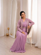 Lavender Crepe Saree - blouse and border close-up