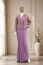 Lavender Crepe Saree - fabric texture close-up