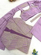 Lavender Crepe Saree - styling and accessories view