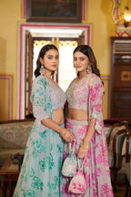 Ready to Wear Georgette Lehenga Choli with Sequins Work for Festive Wear full drape view