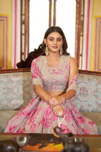 Ready to Wear Georgette Lehenga Choli with Sequins Work for Festive Wear blouse and dupatta detail