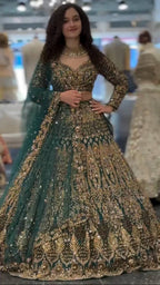 Teal Butterfly Net Lehenga with Embroidery Sequins Work fabric texture detail