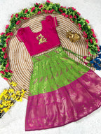 Pure Silk Lehenga Set with Maggam Work Blouse for Festive Wear colour variant view