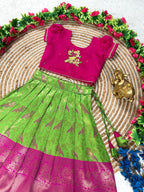 Pure Silk Lehenga Set with Maggam Work Blouse for Festive Wear front view