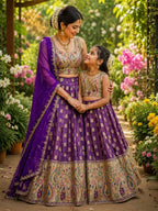 Purple Durable Mother Daughter Matching Lehenga Choli Combo Set for women | Snyvia