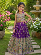 Durable Mother Daughter Matching Lehenga Choli Combo Set embroidery close-up