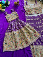 Durable Mother Daughter Matching Lehenga Choli Combo Set blouse and dupatta detail